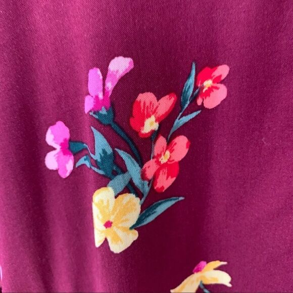 NWT Old Navy Burgundy Wine Floral Tunic Length Long Sleeve Blouse - Picture 4 of 9